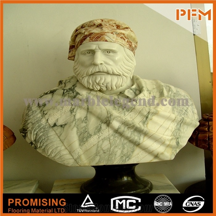 Beautiful Arabescato Corchia Marble Woman Hand Carved Natural Stone Bust Statue, Arabescato Corchia White Marble Statues