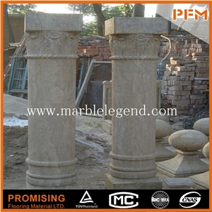 Beige Stone Columns for Wedding Decoration,Marble Carving Stone Column,Beautiful Stone Home Decoration Columns