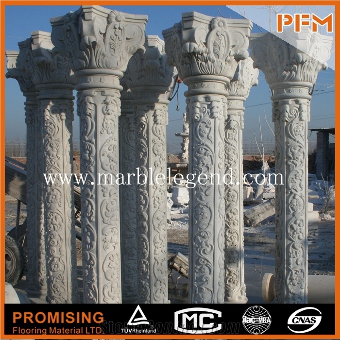 Beige Stone Columns for Wedding Decoration,Marble Carving Stone Column,Beautiful Stone Home Decoration Columns