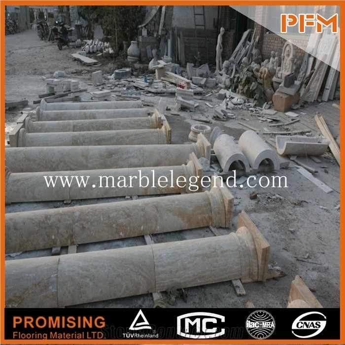Beige Stone Columns for Wedding Decoration,Marble Carving Stone Column,Beautiful Stone Home Decoration Columns