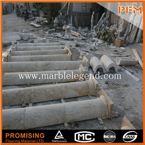 Beige Stone Columns for Wedding Decoration,Marble Carving Stone Column,Beautiful Stone Home Decoration Columns