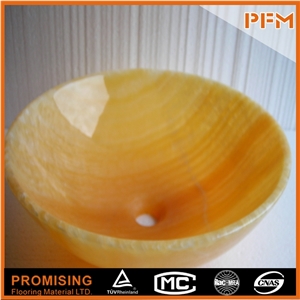 Best Natural Stone Wash Basin Sink by China Yellow Onyx Sink for Outdoor Indoor