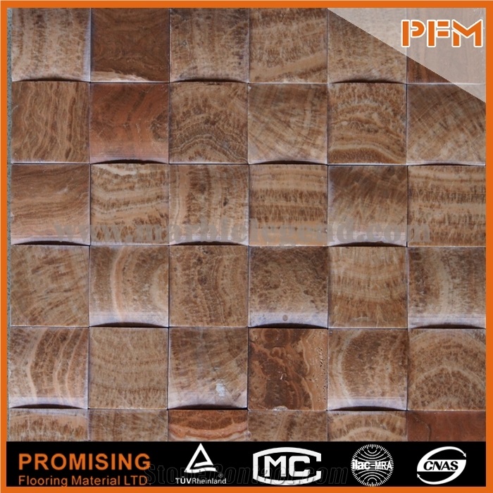 Brown Mosaic Light Brown and Polish Crystal Tile Stone Mosaic Natural Well Polished Beautiful Decorative Rectangular Stone Mosaic