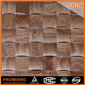 Brown Mosaic Light Brown and Polish Crystal Tile Stone Mosaic Natural Well Polished Beautiful Decorative Rectangular Stone Mosaic