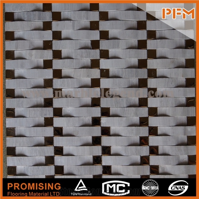 Brown Mosaic Light Brown and Polish Crystal Tile Stone Mosaic Natural Well Polished Beautiful Decorative Rectangular Stone Mosaic