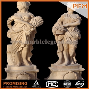 Buff Sandstone Human Sculpture,Yellow Sandstone Statue Life Woman