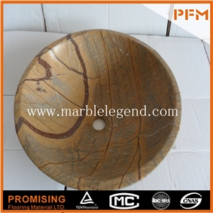Carrara White Marble Vessel Stone Bathroom Vessel Sink,European Design Solid Surface Sink, White Stone Hand Basin