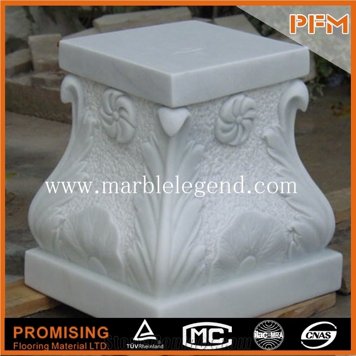 Carved White Marble Columns,Marble Sculpture Column,Decorative Stone Pillar
