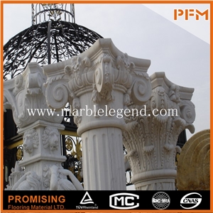 Carved White Marble Columns,Marble Sculpture Column,Decorative Stone Pillar