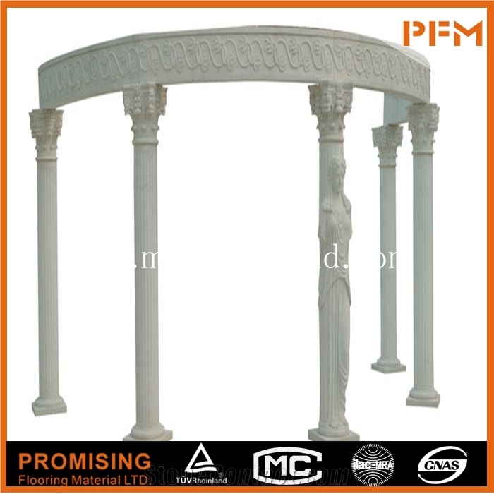 Carving Gazebo Marble Statues Column, White Marble Column
