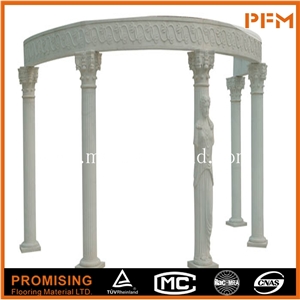 Carving Gazebo Marble Statues Column, White Marble Column