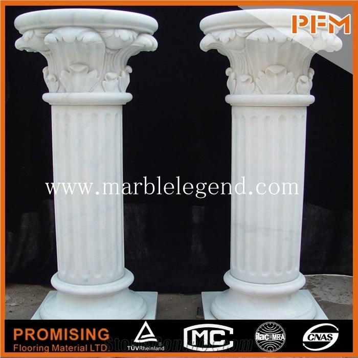 Carving Gazebo Marble Statues Column, White Marble Column