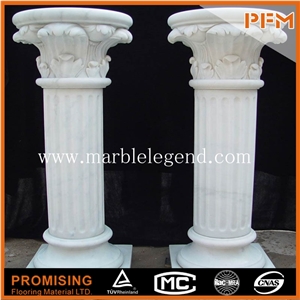 Carving Gazebo Marble Statues Column, White Marble Column