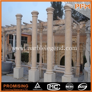 Carving Gazebo Marble Statues Column, White Marble Column