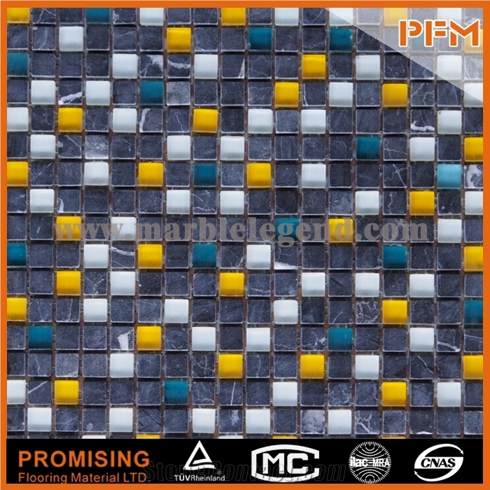 Cheap Glass Mixed Stone Mosaic Tile with Mesh-Back,Grey Slate Stone Mosaic Floor Tile