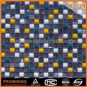 Cheap Glass Mixed Stone Mosaic Tile with Mesh-Back,Grey Slate Stone Mosaic Floor Tile