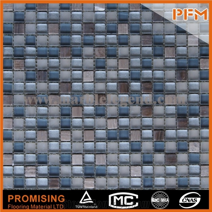 Cheap Glass Mixed Stone Mosaic Tile with Mesh-Back,Grey Slate Stone Mosaic Floor Tile
