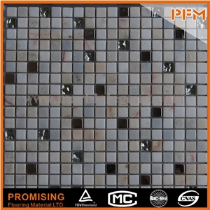 China Pure Hand Carved Natural Stone White Marble + Glass Mosaic China Pure Hand Carved Natural Stone White Marble + Glass Mosaic