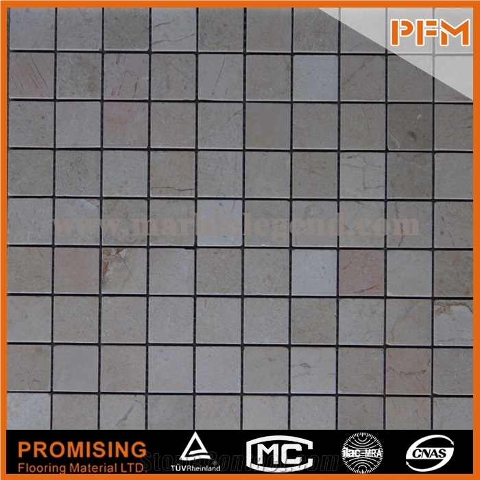 China Pure Hand Carved Natural Stone White Marble + Glass Mosaic