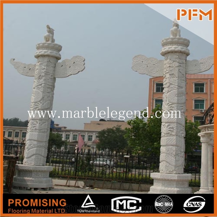 China White Marble Carving Product Carving Stone Column