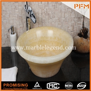 China Yellow Onyx Bathroom Stone Basin and Stone Sink,Natural Carving Yellow Marble Bathroom Wash Basin