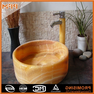 China Yellow Onyx Wash Hand Basin,Marble Bathroom Sinks Wash Basin