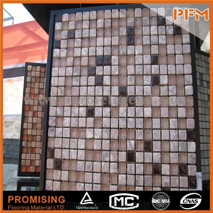 Cracked Glass and Stone Mosaic Mural Patterns Wall and Flooring Tiles Building Products Tessera Piano Brixton 11-3/4 In. X 11-3/4 In. X 8 mm Stone and Glass Mosaic