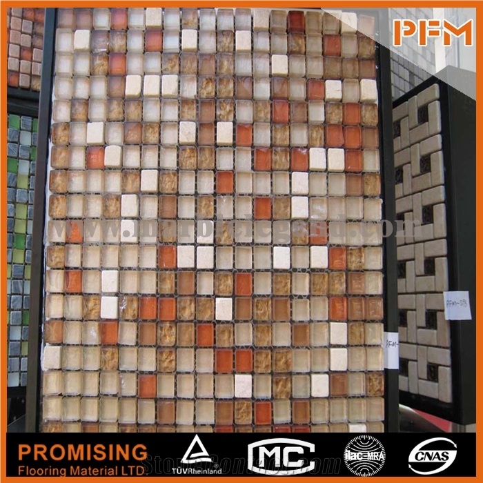 Cracked Glass and Stone Mosaic Mural Patterns Wall and Flooring Tiles Building Products Tessera Piano Brixton 11-3/4 In. X 11-3/4 In. X 8 mm Stone and Glass Mosaic