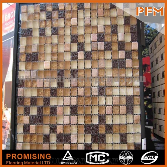 Cracked Glass and Stone Mosaic Mural Patterns Wall and Flooring Tiles Building Products Tessera Piano Brixton 11-3/4 In. X 11-3/4 In. X 8 mm Stone and Glass Mosaic