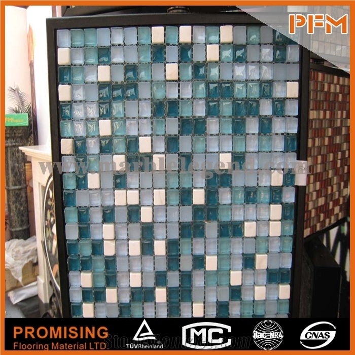 Cracked Glass and Stone Mosaic Mural Patterns Wall and Flooring Tiles Building Products Tessera Piano Brixton 11-3/4 In. X 11-3/4 In. X 8 mm Stone and Glass Mosaic
