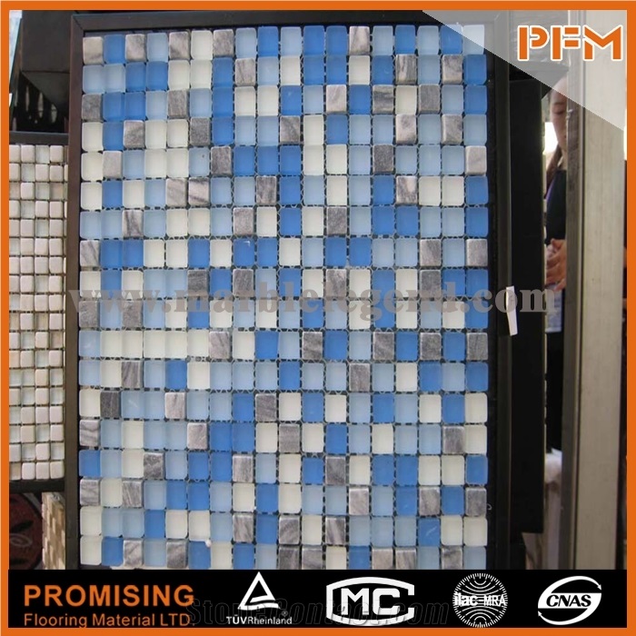 Cracked Glass and Stone Mosaic Mural Patterns Wall and Flooring Tiles Building Products Tessera Piano Brixton 11-3/4 In. X 11-3/4 In. X 8 mm Stone and Glass Mosaic