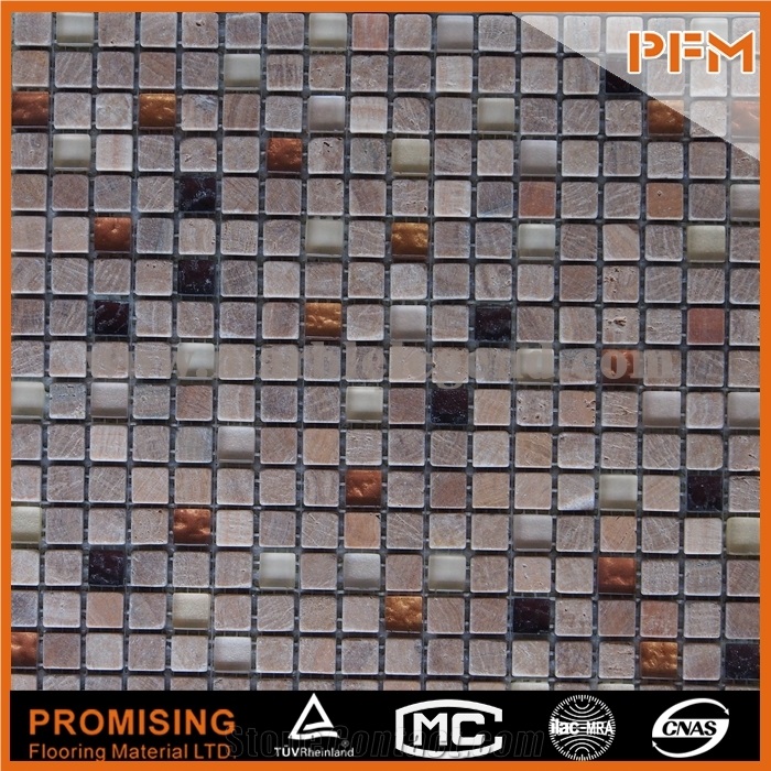 Crystal Glass Mix Stone Mosaic Pattern for Living Room Decoration Material Stone Glass Mosaic Pattern