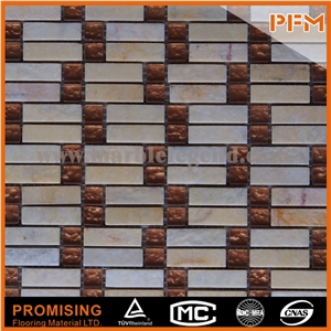 Crystal Glass Mix Stone Mosaic Pattern for Living Room Decoration Material Stone Glass Mosaic Pattern