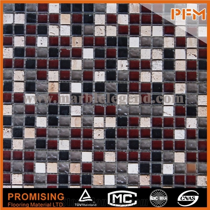 Crystal Glass Mix Stone Mosaic Pattern for Living Room Decoration Material Stone Glass Mosaic Pattern