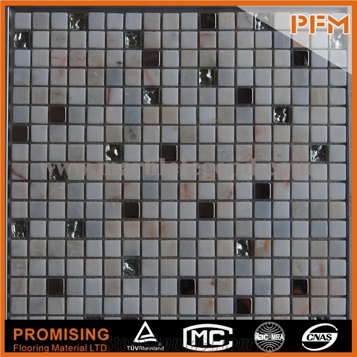 Crystal Glass Mix Stone Mosaic Pattern for Living Room Decoration Material Stone Glass Mosaic Pattern