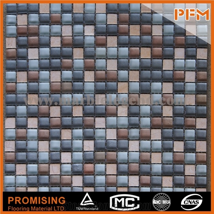 Crystal Glass Mix Stone Mosaic Pattern for Living Room Decoration Material Stone Glass Mosaic Pattern