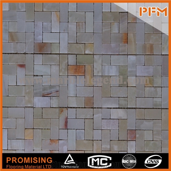 Crystal Glass Mosaic and Resin Wall Tile, Square Pattern Glass Stone Mosaic Blue Stone Mosaic