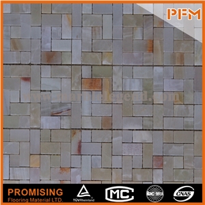 Crystal Glass Mosaic and Resin Wall Tile, Square Pattern Glass Stone Mosaic Blue Stone Mosaic