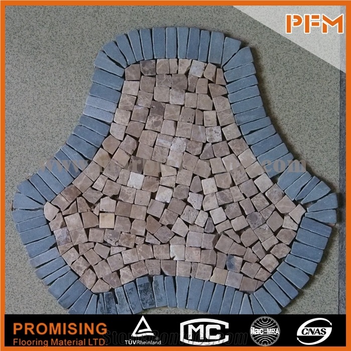Crystal Glass Mosaic and Resin Wall Tile, Square Pattern Glass Stone Mosaic Blue Stone Mosaic