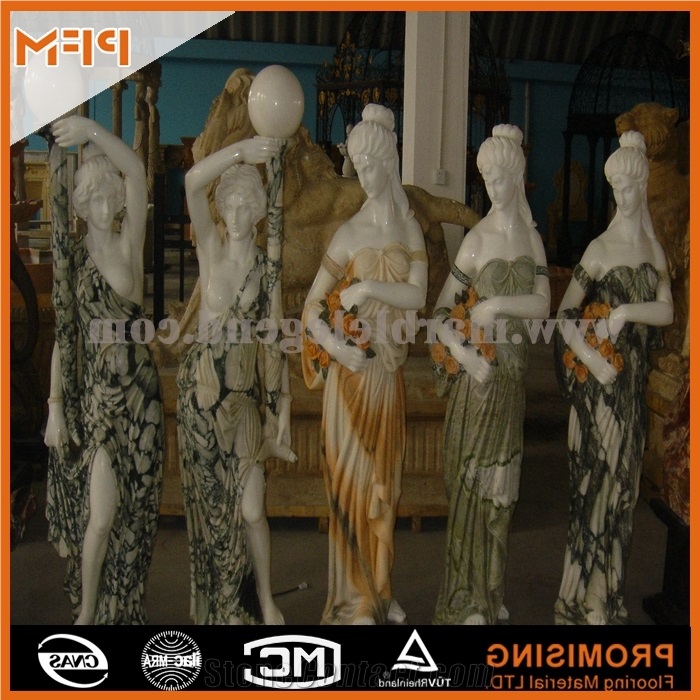 Elegant Green Marble Sculptured Statue /Western/European Customized Figure Human/Animal/ Hand Carving/For Outdoor/Garden, Spring Green Marble Statues