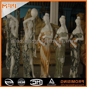 Elegant Green Marble Sculptured Statue /Western/European Customized Figure Human/Animal/ Hand Carving/For Outdoor/Garden, Spring Green Marble Statues
