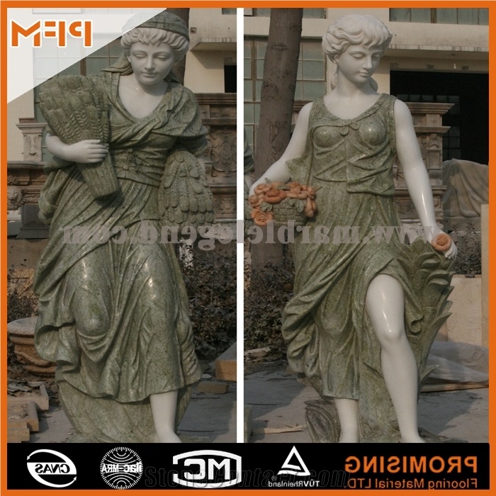 Elegant Green Marble Sculptured Statue /Western/European Customized Figure Human/Animal/ Hand Carving/For Outdoor/Garden, Spring Green Marble Statues