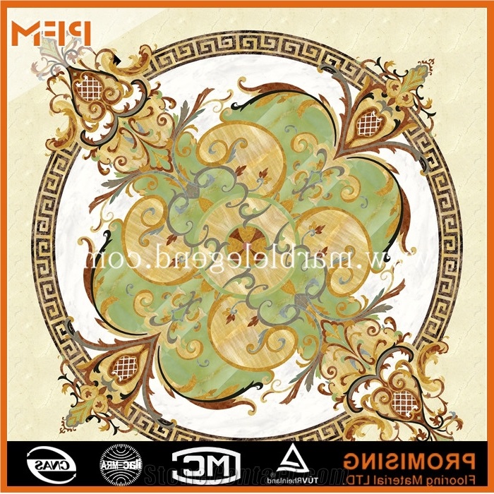 Elegant Waterjet Marble for Flooring 2015 Inlay Hospital Lobby Marble Flooring Design, Dark Emperador/Golden Year/Rosso Verona/Crema Marfil/Honey Onyx/Onyx Green/India Green Marble Medallion