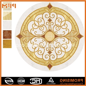 Elevator Marble Flooring Design,Marble Inlay Floor Pattern, Golden Yellow Marble Medallion