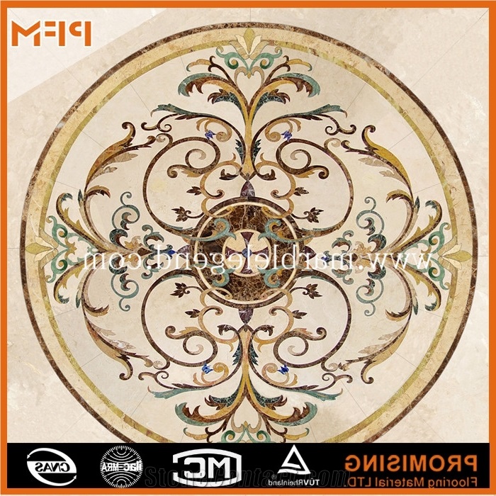 Elevator Marble Flooring Design,Marble Inlay Floor Pattern, Golden Yellow Marble Medallion