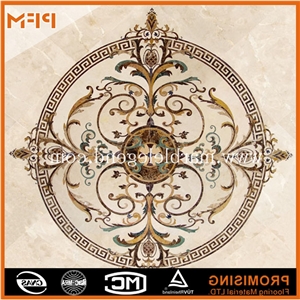 Elevator Marble Flooring Design,Marble Inlay Floor Pattern, Golden Yellow Marble Medallion