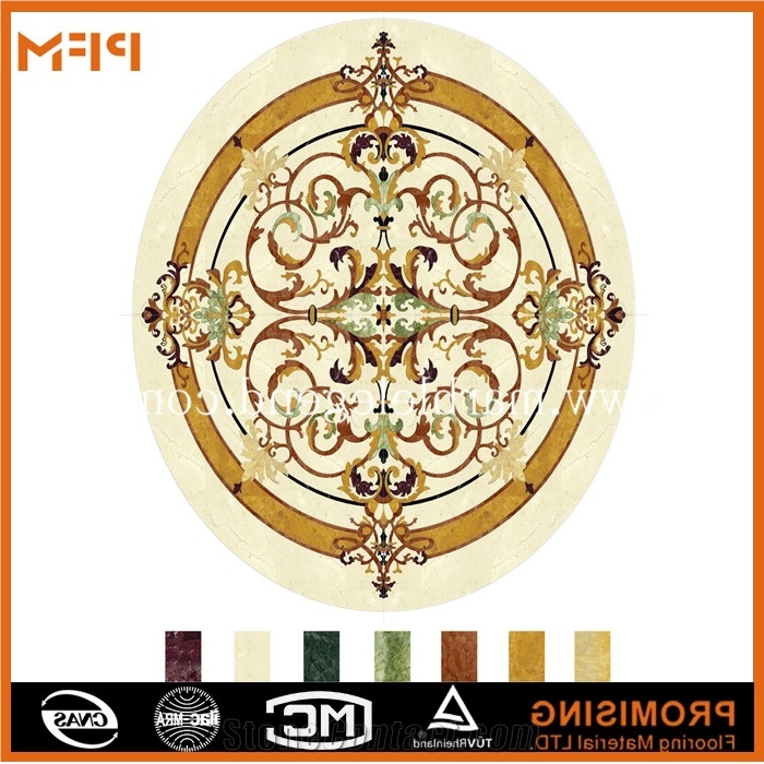 Elevator Marble Flooring Design,Marble Inlay Floor Pattern, Golden Yellow Marble Medallion