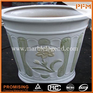 Garden Flower Pots,Castle Garden Decoration Carved Marble Stone Floor Vase