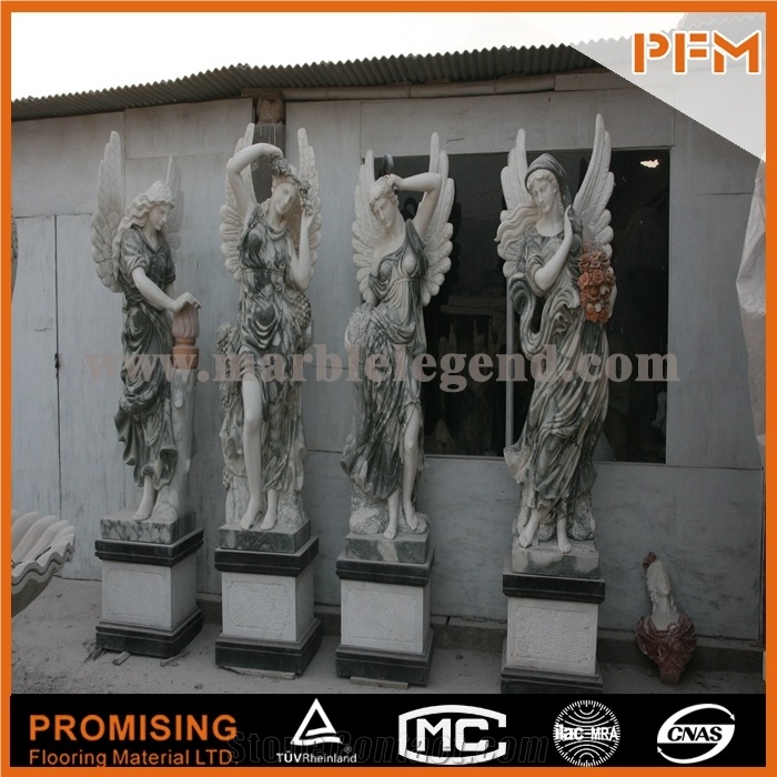 Hand Carved Apple Green Marble Statue Ladies Garden Statue