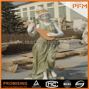 Hand Carved Green Marble Statue Lady Garden Statue, Apple Green Marble Statues